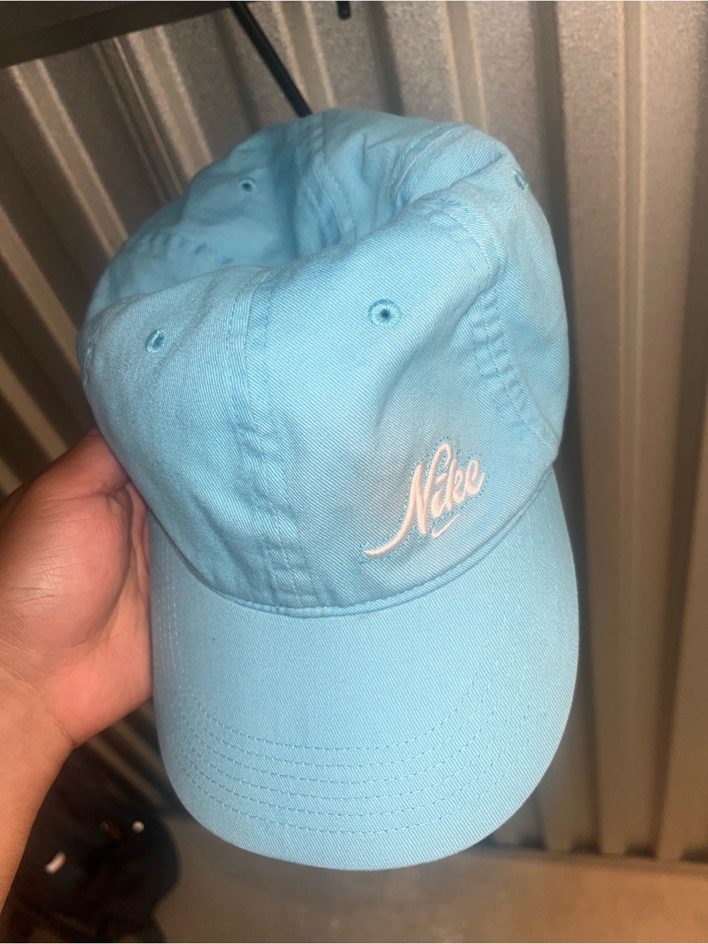 Vintage Nike Light Blue Adjustable Script Swoosh Cap